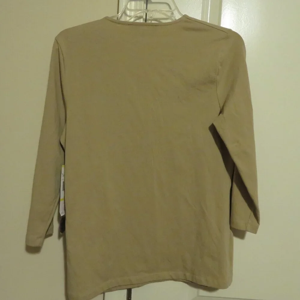 Jones New York Signature V-Neck Beaded Neckline Blouse - Picture 2 of 7